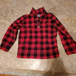 Plaid red and black fleece pullover